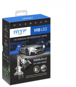 Светодиодные автолампы MTF Light серия MaxBeam, H18, 12V, 55W, 5000lm, 6000K, кулер, комп. Светодиодные автолампы MTF Light серия MaxBeam, H18, 12V, 55W, 5000lm, 6000K, кулер, комп.
