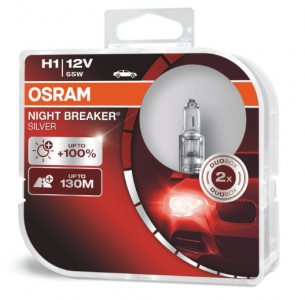 Автолампа H1 12V 55W (P14.5s) Night Breaker Silver +100% (DuoBox) 64150NBS_HCB OSRAM Автолампа H1 12V 55W (P14.5s) Night Breaker Silver +100% (DuoBox) 64150NBS_HCB OSRAM