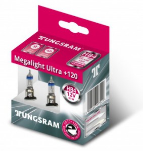 Автолампа HB4 12V- 51W (P22d) Megalight Ultra +120 (2шт.) Tungsram