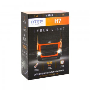 Светодиодные лампы MTF Light, серия CYBER LIGHT, H7, 24V, 45W, 3750lm, 6000K, кулер, комплект.