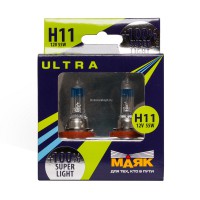Автолампа H11 12V 55W (PGJ19-2) Super Light+100% (2 шт) 82110SL+100new "Маяк УЛЬТРА"