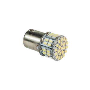Лампа светодиодная 12V (21W) BA15s (1 конт) 50 SMD диодов, белая (поворот, стоп-сигнал)