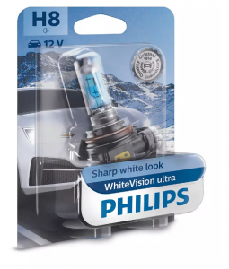 Автолампа H8 12V 35W (PGJ19)  WhiteVision ultra 4200K (блистер) 12360WVUB1 PHILIPS