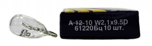 Автолампа 12V  W16W 10W  (W2.1*9.5d) &quot;Маяк&quot;