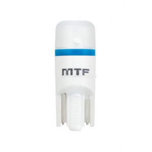 Cветодиод 12V MTF Light,Т10/W5W, 1W, 5000К(белый свет), линза матовая, Тайвань, (2шт)