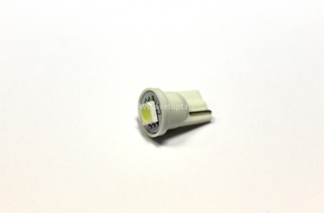 Лампа светодиодная Т10 (W2,1-9,5d) белая, 1 SMD 5050 диод, (б/цокольная) 12v Лампа светодиодная Т10 (W2,1-9,5d) белая, 1 SMD 5050 диод, (б/цокольная) 12v