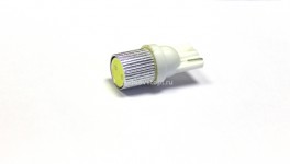 Лампа светодиодная Т10 (W2,1-9,5d) белая, SMD диод, 1W, (б/цокольная) 12v
