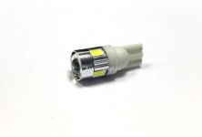 Лампа светодиодная Т10 (W2,1-9,5d) белая, ЛИНЗА 6 SMD 5630 диодов, (б/цокольная) 12v